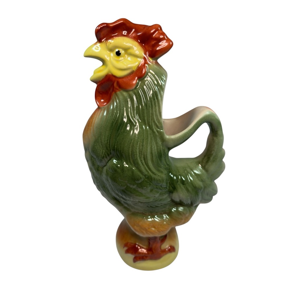 Antique St Clement Majolica Pottery Rooster Absinthe Water Pitcher France 12”